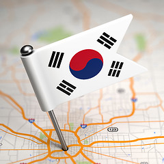 Image showing South Korea Small Flag on a Map Background.