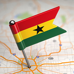 Image showing Ghana Small Flag on a Map Background.