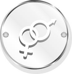 Image showing round button with male female symbol isolated on white