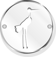 Image showing Stork on web icon button isolated on white