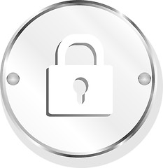 Image showing Closed lock glossy button isolated over white background