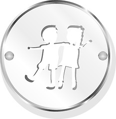 Image showing icon button with baby boy and girl inside, isolated on white