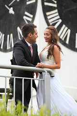 Image showing Portrait of a young bride and groom