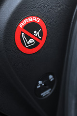 Image showing Closeup shot of airbag sign stickers in modern car