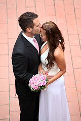 Image showing Portrait of a young bride and groom