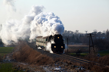 Image showing Old retro steam train