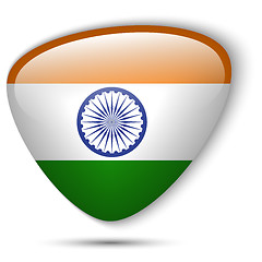 Image showing Indian Flag Glossy Button