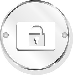Image showing open padlock icon web sign isolated on white
