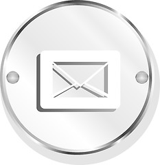 Image showing mail envelope icon on glossy button isolated on white