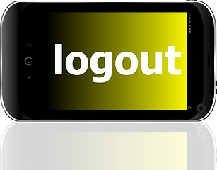 Image showing Web development concept: smartphone with word logout on display