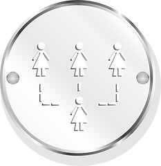 Image showing icon button with network of woman inside, isolated on white