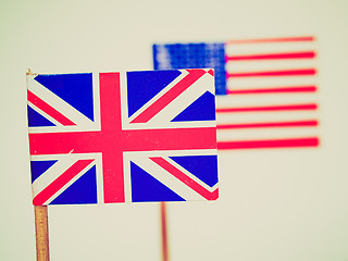 Image showing Retro look British and American flags