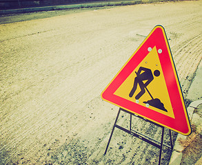 Image showing Retro look Road works