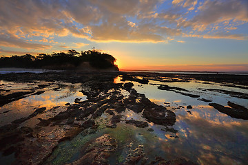 Image showing Colours and reflections at Plantation Point just before sunset