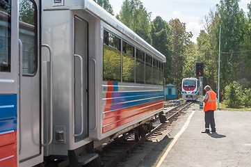 Image showing TU10-011 locomotive on Children's railroad. Russia