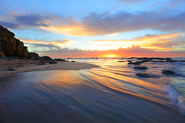 Image showing Magnificent sunrise morning at the beach Australia