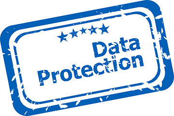 Image showing data protection rubber stamp over a white background