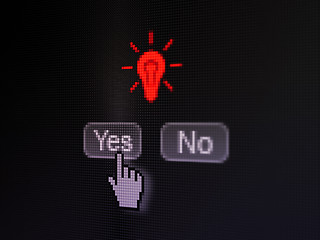 Image showing Finance concept: Light Bulb on digital computer screen