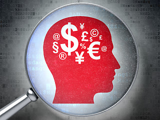 Image showing Marketing concept:  Head With Finance Symbol with optical glass
