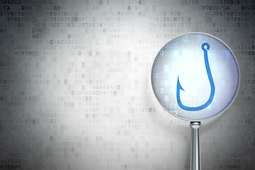 Image showing Privacy concept:  Fishing Hook with optical glass on digital bac