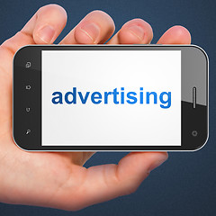 Image showing Marketing concept: Advertising on smartphone