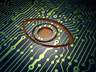 Image showing Protection concept: Eye on circuit board background