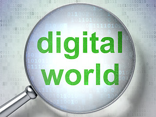 Image showing Information concept: Digital World with optical glass