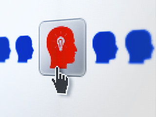 Image showing Finance concept: Head Whis Lightbulb on digital computer screen