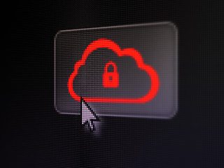 Image showing Cloud technology concept: Cloud With Padlock on digital button b