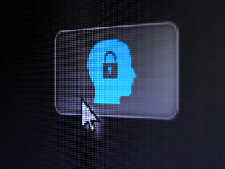 Image showing Business concept: Head With Padlock on digital button background