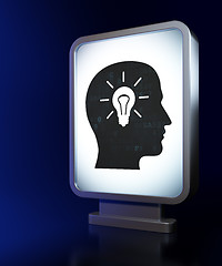 Image showing Finance concept: Head With Light Bulb on billboard background