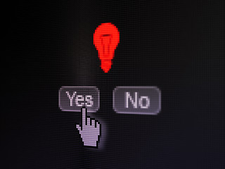 Image showing Business concept: Light Bulb on digital computer screen