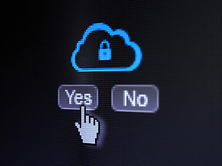 Image showing technology concept: Cloud With Padlock on digital computer