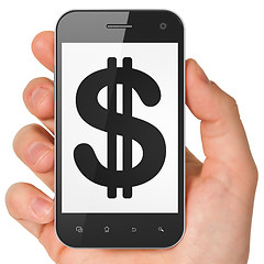 Image showing Currency concept: Dollar on smartphone