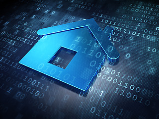 Image showing Privacy concept: Blue Home on digital background