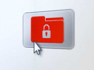 Image showing Business concept: Folder With Lock on digital button background