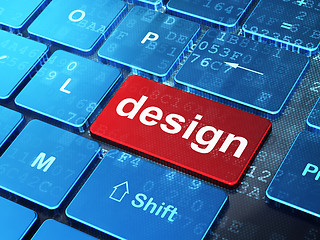 Image showing Marketing concept: Design on computer keyboard background