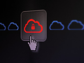 Image showing Networking concept: Cloud With Padlock on digital computer scree