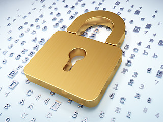 Image showing Information concept: Golden Closed Padlock on digital background