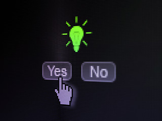 Image showing Business concept: Light Bulb on digital computer screen