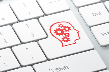 Image showing Data concept: Head With Gears on computer keyboard background