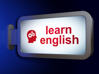 Image showing Education concept: Learn English and Head With Gears on billboar