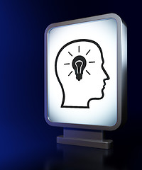 Image showing Advertising concept: Head With Lightbulb on billboard background