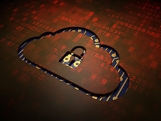 Image showing Cloud computing concept: Cloud With Padlock on digital screen ba