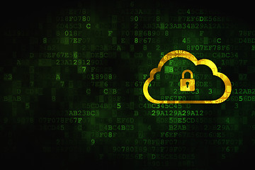 Image showing Cloud computing concept: Cloud With Padlock on digital backgroun