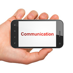 Image showing Advertising concept: Communication on smartphone