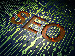 Image showing SEO web design concept: SEO on circuit board background