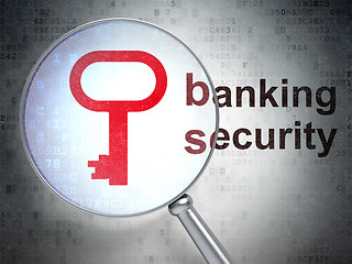 Image showing Security concept: Key and Banking Security with optical glass