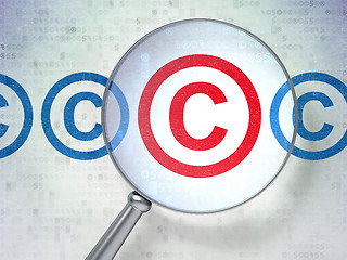 Image showing Law concept: Copyright with optical glass on digital background