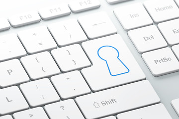 Image showing Safety concept: Keyhole on computer keyboard background